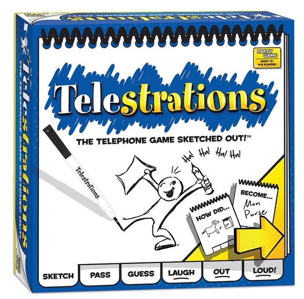 Telestrations is like telephone + Pictionary.