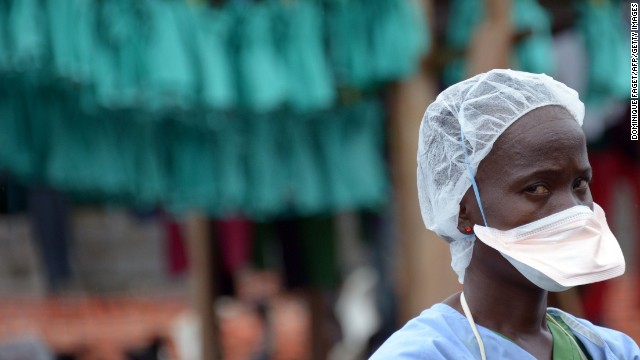 A health worker wears protective gear Sunday, September 7, at ELWA Hospital in Monrovia.