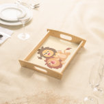 Two Cute Playful Cartoon Lions Serving Tray