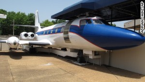 The Hound Dog II, one of two jets once owned by late singer Elvis Presley on display at Graceland in Memphis, Tennessee.