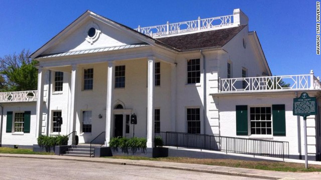 The restored Dyess Colony Administration Building holds information documenting the town's creation and items that once belonged to Cash.