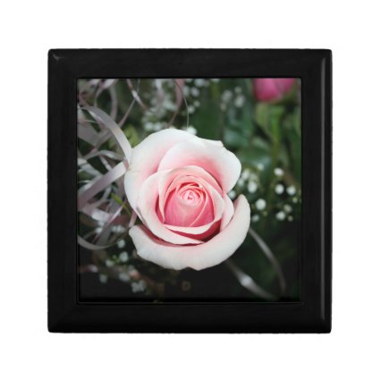 pink rose with ribbon close up flower jewelry boxes