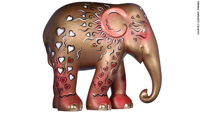 Hong Kong star couple Donnie Yen and Cecilia Wang designed "Shine Bright" with Elephant Parade creative director Diana Francis. It sold at auction for HK$170,000 ($21,933). The money will be donated to the Heep Hong Society, an organization providing training and education to special needs children and their families. 