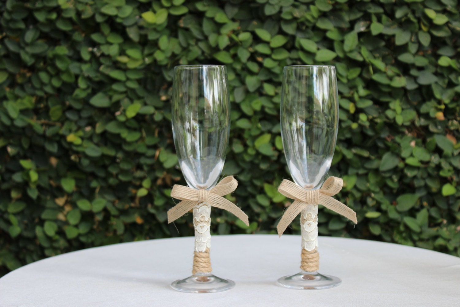 Rustic Wedding Glasses / Champagne Toast Glasses / Bride and Groom Champagne Glasses