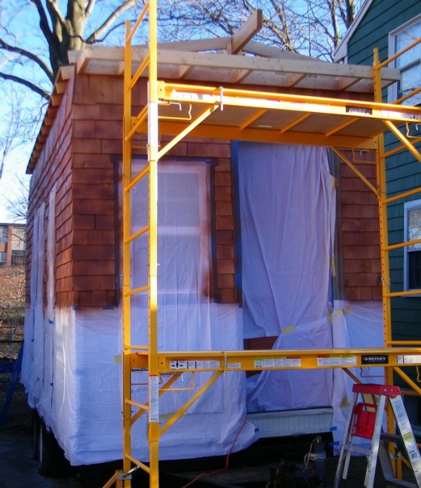 building tiny shirley loomis 0034 600x696   Building a Mortgage free Tiny House by the Seat of My Pants
