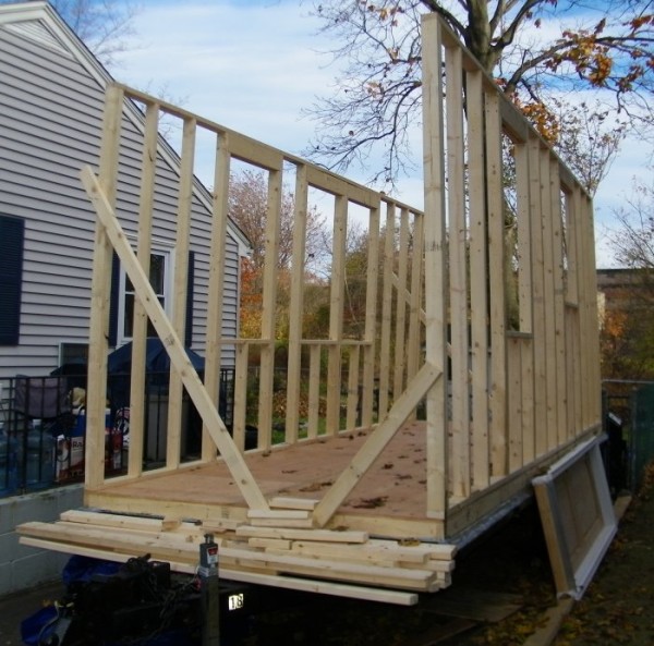 building tiny shirley loomis 0014 600x593   Building a Mortgage free Tiny House by the Seat of My Pants