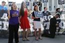 Anti-abortion rights protesters sing, chant and pray as they demonstrate outside the U.S. Supreme Court in Washington