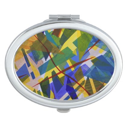 The City I, Abstract Contemporary Green Light Mirrors For Makeup