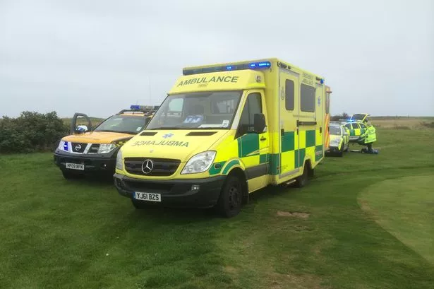Scene where helicopter crashed off Flamborough Head in East Yorkshire
