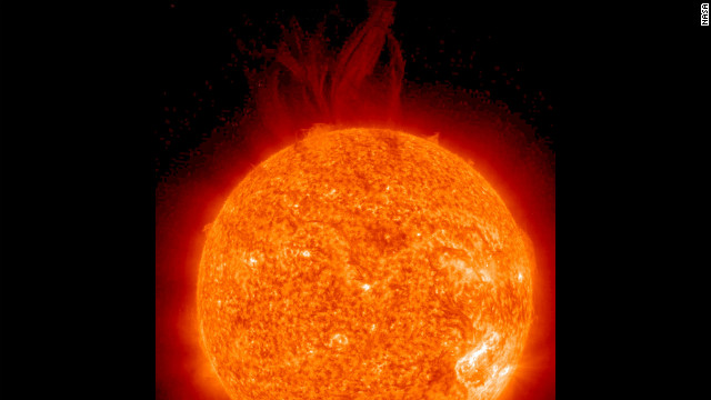 A very large filament became unstable and erupted June 27, 2012 as seen by the STEREO Ahead spacecraft in a wavelength of extreme UV light. 