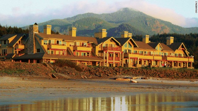 Although it was built in 2002, the Ocean Lodge's 1940s style -- a stone-and-timber exterior and big verandas -- evokes an old-school resort feeling in Cannon Beach, Oregon.