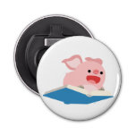 The Flying Book: Cartoon Pig Button Bottle Opener