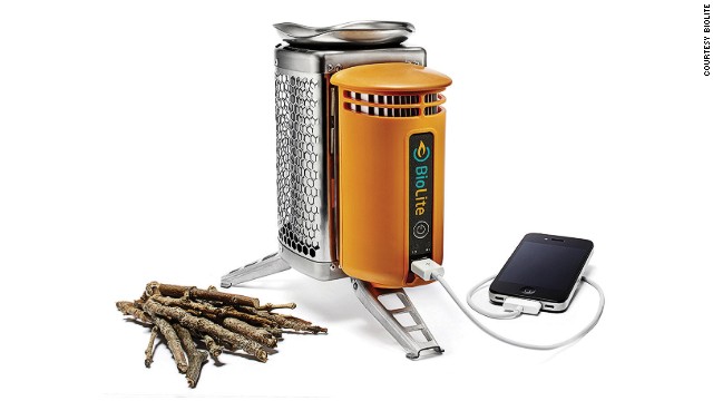 By burning a few sticks, the BioLite CampStove generates enough electricity to charge multiple electronic devices while cooking your beans.