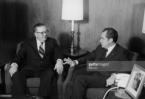 Frank Fitzsimmons, President of the Teamsters Union and President Richard M. Nixon