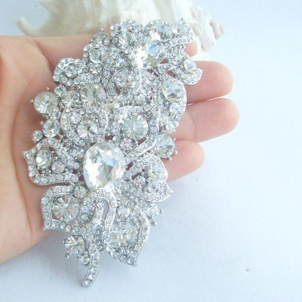 High Quality Bridal Rhinestone Crystal Brooch Pin, Wedding accessories, Bridal Flower Brooch Pin, P95093