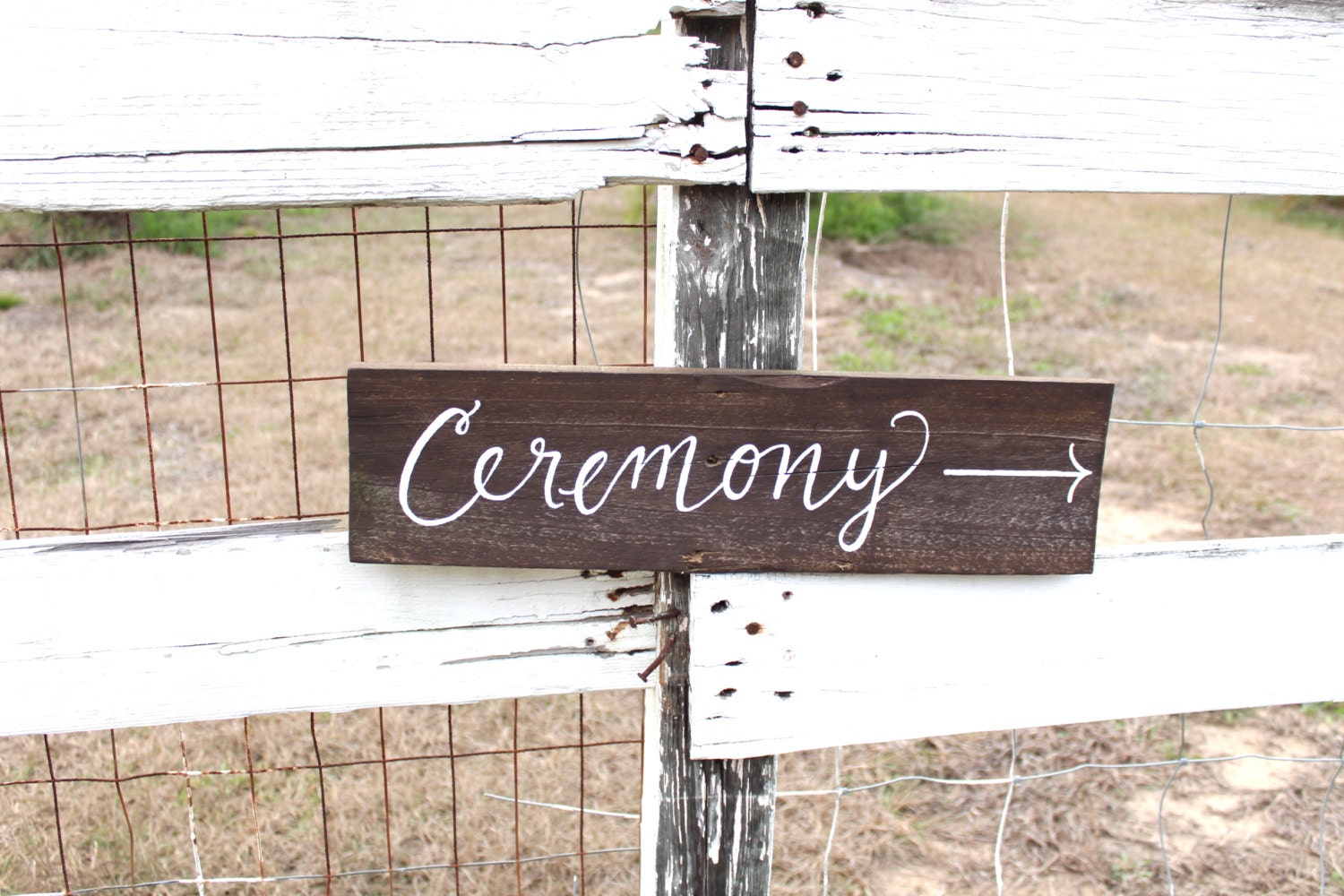 Rustic Wooden Wedding Sign with stake - Directional Sign - Ceremony Sign - (WD-13)