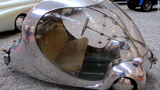 Designed by architect Paul Arzens, a 1942 aluminum and plexiglass city car known as "The Egg" is among the more unusual autos in the collection.
