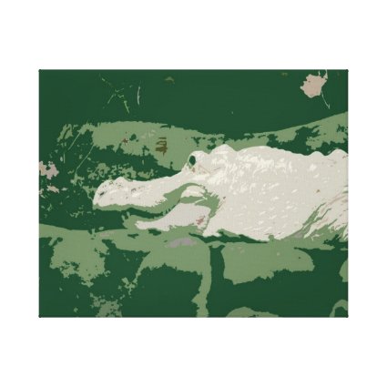 albino white alligator graphic green reptile gallery wrapped canvas