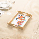 Cute Cartoon Tiger on The Prowl Serving Tray