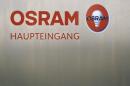The logo of lamp manufacturer Osram is pictured at the headquarters in Munich
