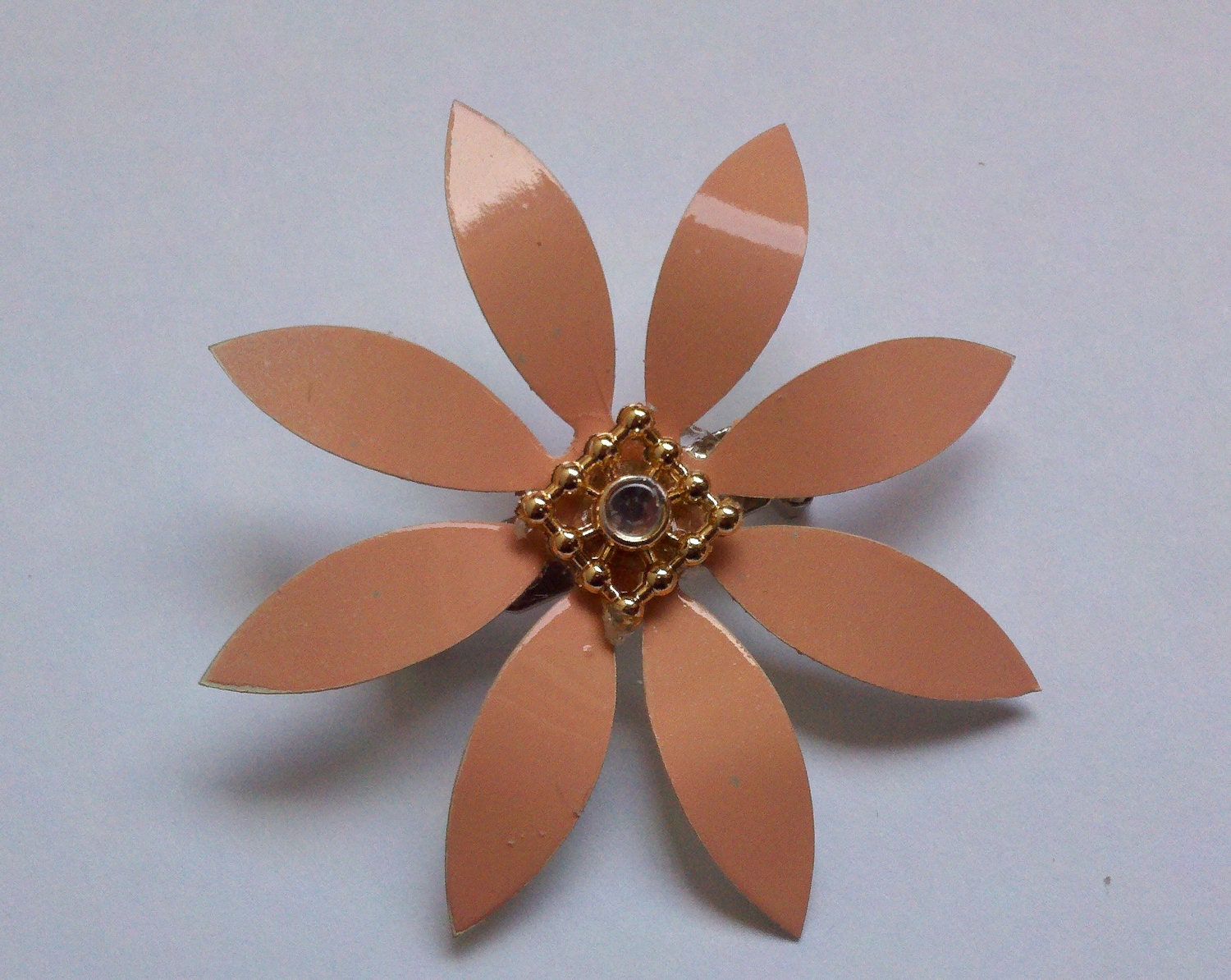 Peach Enamel Flower Brooch Pin - New Small Size Metal Daisy for Wedding Broach Bouquet or Wear