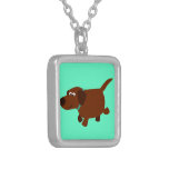 Cute Cartoon Chocolate Labrador Necklace