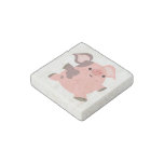 Cute Sporty Cartoon Pig Stone Magnet