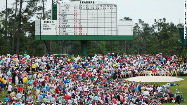 Large crowds gathered to watch the leaders fight it out for Masters supremacy on the final day at Augusta.
