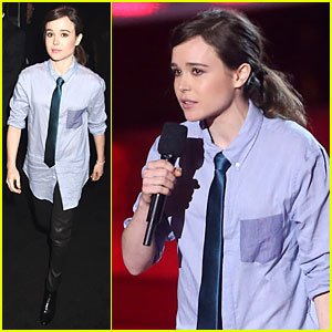 Ellen Page Sports Cool Tie Presenting New 'X-Men' Clip at MTV Movie Awards!