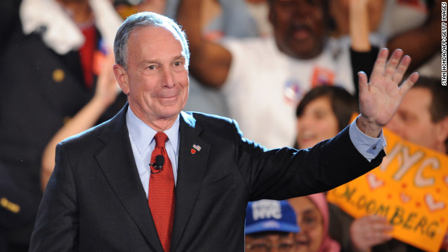 Bloomberg celebrates winning a third term as mayor in November 2009. 