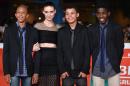 (L-R) Actors Eduardo Luis, Rooney Mara, Gabriel Weinstein and Rickson Tevez arrive for the screening of the movie "Trash" during the Rome Film Festival, on October 18, 2014 in Rome
