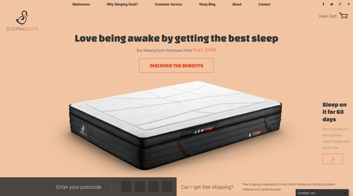 sleepingduck.com.au small ecommerce site design