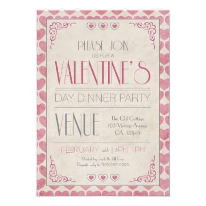 Vintage Valentine's Day Dinner Party Invitations