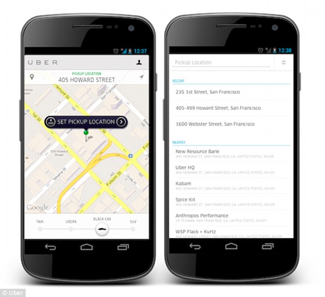 Elsewhere in the Future of Cities report, so-called 'digital bubbles' will make it easier for taxi app users (Uber is pictured) to find dates by highlighting strangers with compatible profiles and diary availability. And, with a list of customer preferences sent during the booking procedure, drivers could advise passengers where to visit