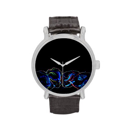 blue outline pepers dark neon wristwatch