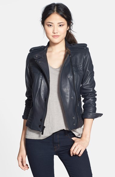 Vince Camuto Lambskin Leather Moto Jacket by Vince Camuto...