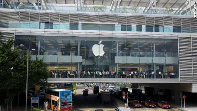 The Apple Store in the city's International Finance Center (IFC) is jammed with customers, even on a weekday afternoon.