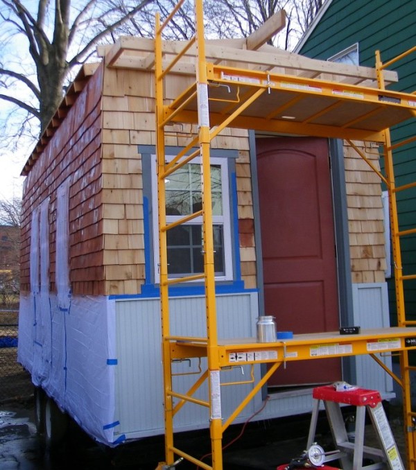 building tiny shirley loomis 0033 600x678   Building a Mortgage free Tiny House by the Seat of My Pants
