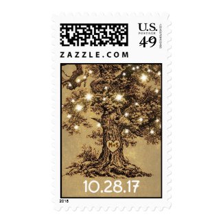 old oak tree rustic wedding postage stamps