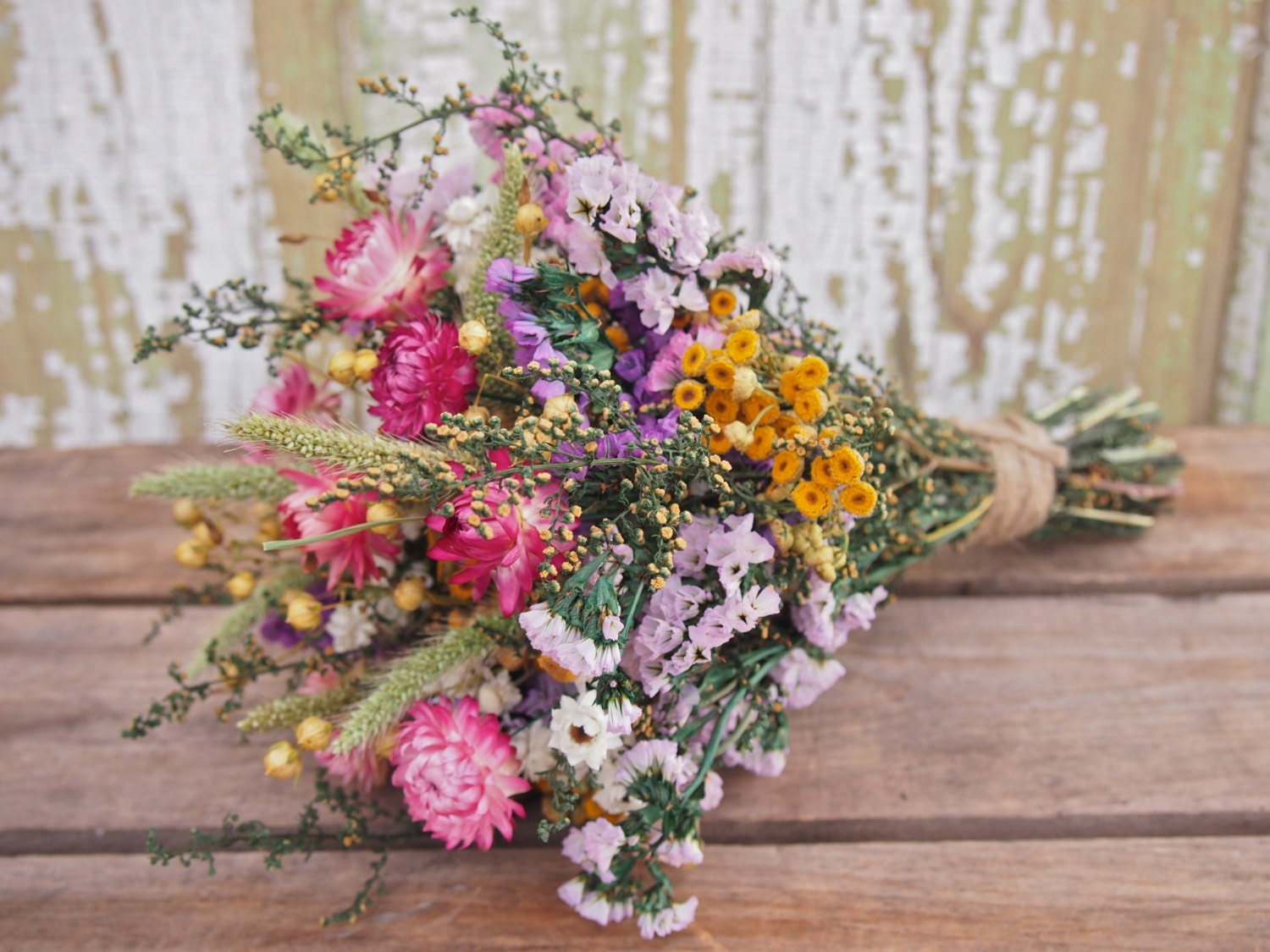 Our FIELD FLOWER Bridesmaid Dried Flower Bouquet - For a Rustic Country Wedding