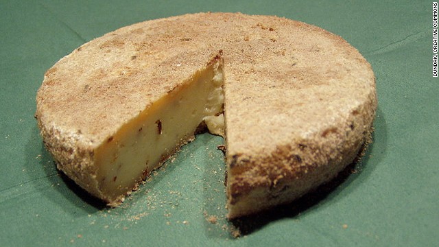 Just when you thought the Italians took the proverbial cheese for their maggots, along come the Germans with their mite excrement variety. Produced in Würchwitz from quark, Milbenkase sits among dust mites for several months, with some rye for them to nibble on. The mites excrete an enzyme to ripen the cheese that turns it progressively yellow, red-brown and then black, at which point it's eaten, mites and all. 