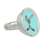 Cute Curious Cartoon Rabbit Ring Photo Ring