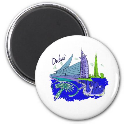 dubai city blue graphic travel design.png fridge magnet