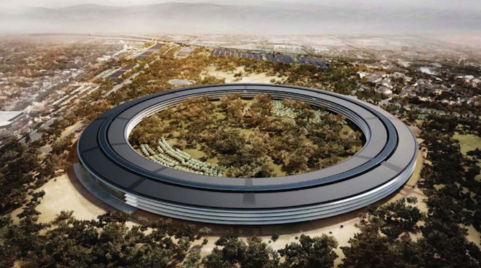 Новый кампус Apple в объективе летающего дрона