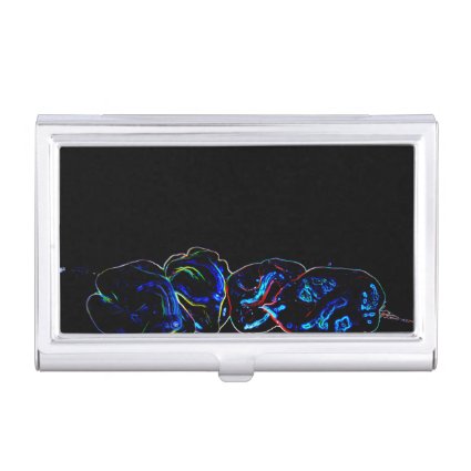 blue outline pepers dark neon business card cases