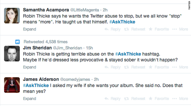 A sample of the #AskThicke Q&A from Twitter.