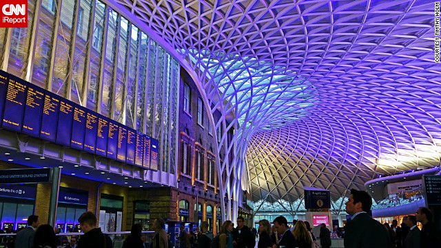 Although London's <a href='http://ift.tt/1lTRc6E' target='_blank'>King's Cross</a> railway station in opened in 1852, its new 1,700-ton steel and glass dome has given it a breathtakingly futuristic edge. Many know this station as the location of the fictional "Platform 9 3/4" in the Harry Potter novels, like <a href='http://ift.tt/1rk8NNh'>Timothy Holm</a>, who took this photo. 