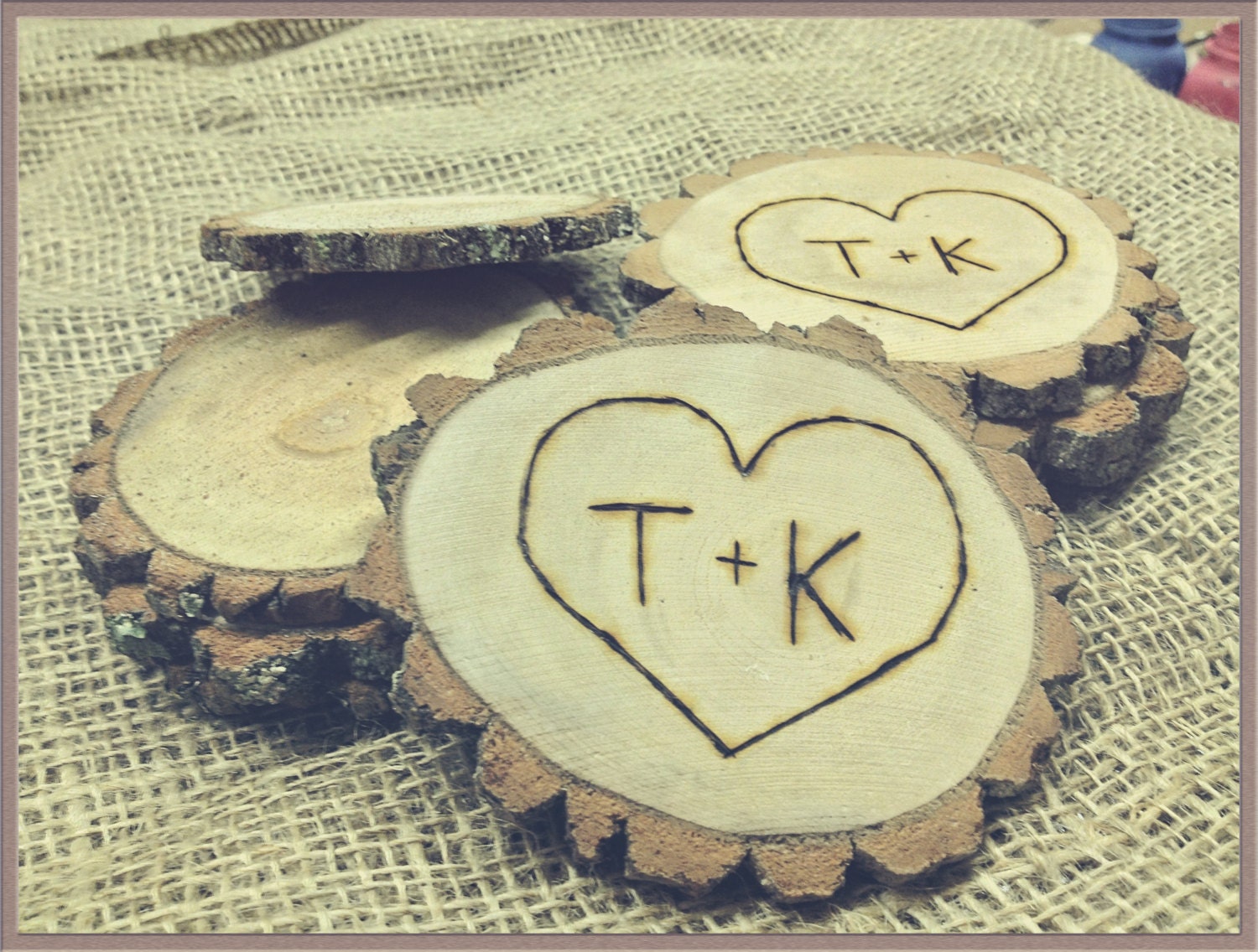 Personalized Wood Burned Tree Slice,wedding favor,table decoration,tree slice coaster,tree slice ornament,wedding centerpiece,rustic wedding