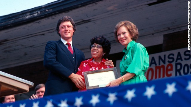 Clinton was elected governor of Arkansas in 1978. He is seen here with civil rights activist Rosa Parks and first lady Rosalynn Carter in July 1979.