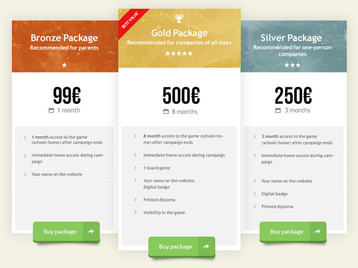 Pricing Table design